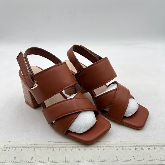 FYS Chocolate Square Toe Chunky Heels Ankle Strap Sandals Party Prom Summer Shoe - Picture 4 of 8